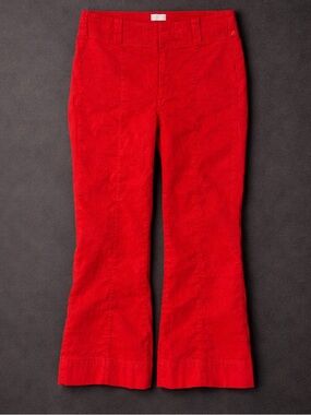 ❤️ Maeve Anthropologie Red Linen Blend Cropped Kick Flare Pants Size 25